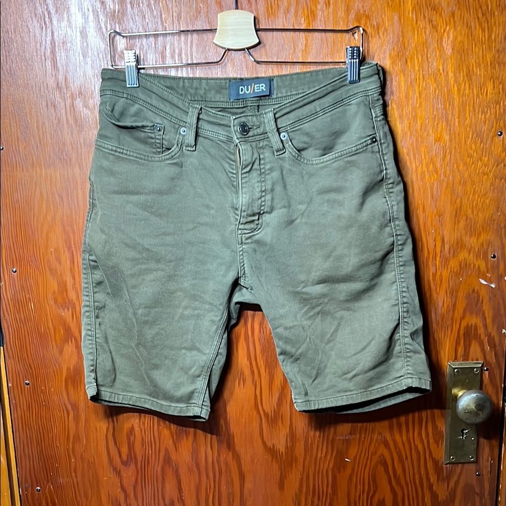 Casual Green Jean Shorts with Mid-Length Design